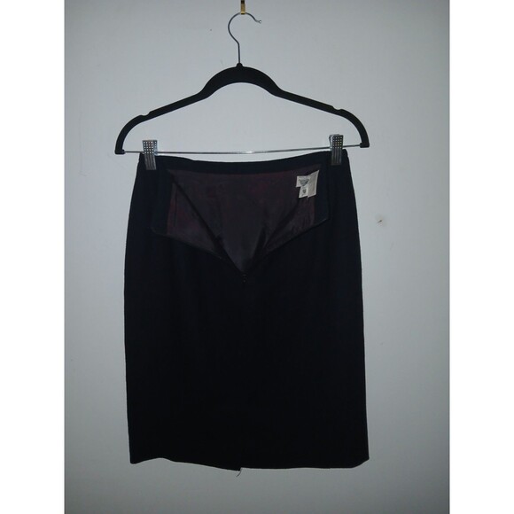 Jones NY Wool Pencil Skirt Black Sz 8P Knee Length Lined Back Zipper/Slit Retro - Picture 2 of 4